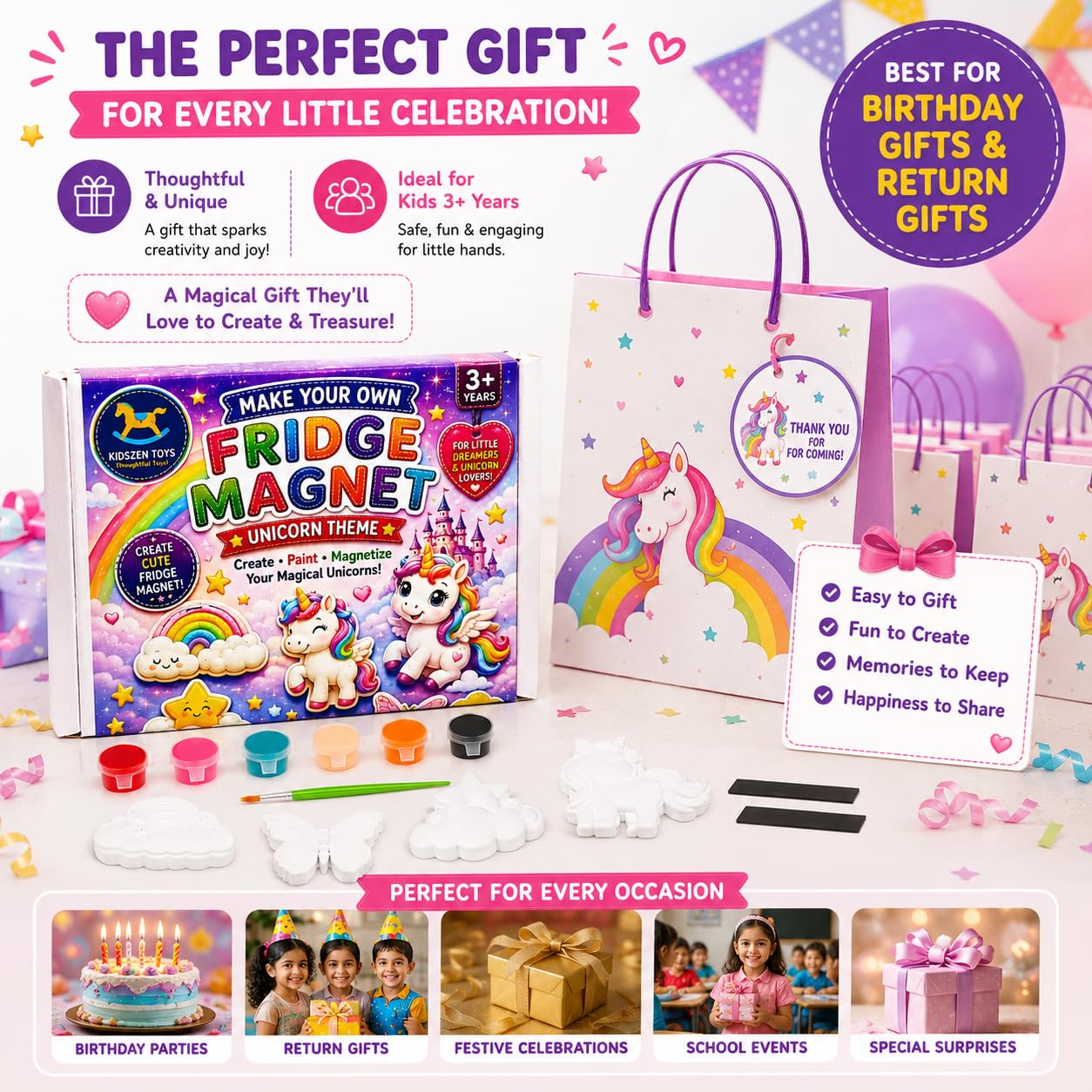 KidsZen Toys Make Your Own Fridge Magnet Kit for Kids 3+ Years